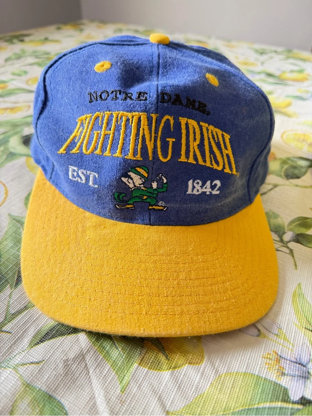 Vintage 90s Fighting Irish Blue and Yellow Baseball Cap